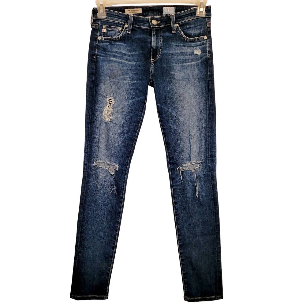 AG Adriano Goldschmied The Legging Ankle distressed super skinny blue jeans 27